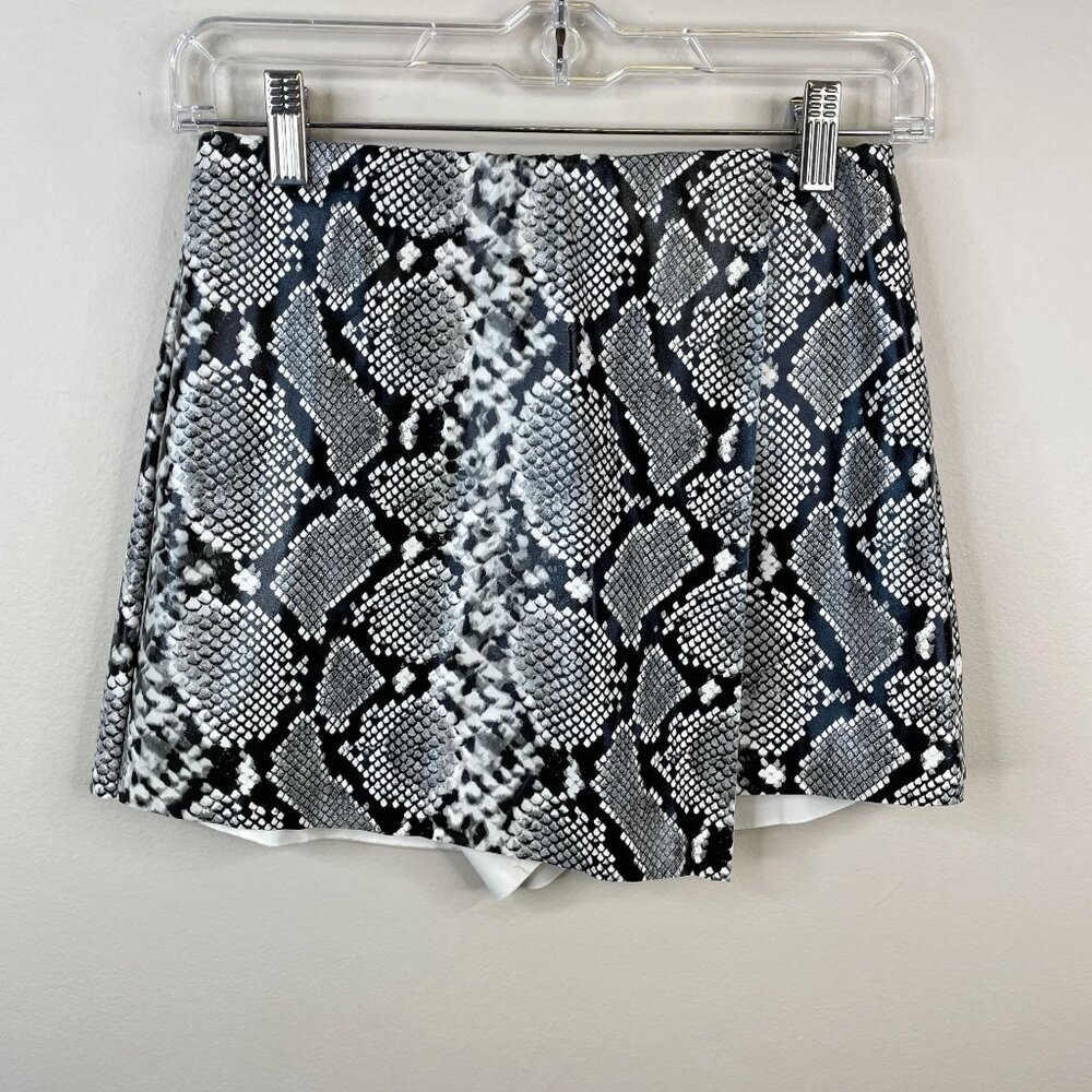 Womens Python Faux Leather Micro Mini Skort Shorts Size S City Style Clubwear